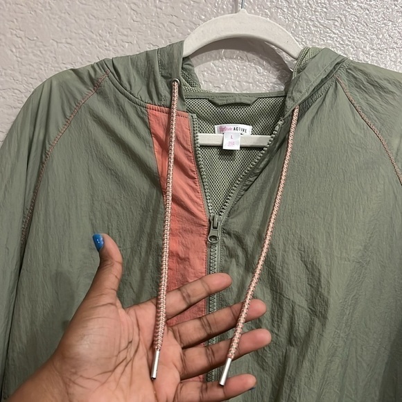 Flirtitude Windbreaker jacket olive green and pink jacket size Large - Picture 14 of 15